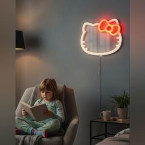 Hello Kitty Light Up Red/White Neon Sign Battery-operated Wall Decoration  Works